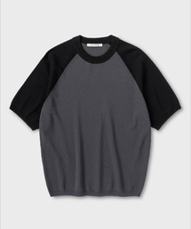 ラグランHSニット_DARK GREY/BLACK