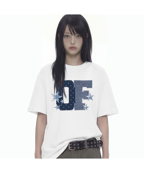 GRAVER（グレーバー）の「[ユニセックス]デニムスター半袖Tシャツ_4カラー（Tシャツ/カットソー・レディース・ネイビー/ホワイト/ライトグレー/ブラック・SMALL/MEDIUM/LARGE）」の2枚目の写真