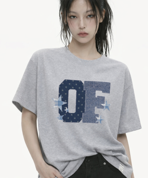 GRAVER（グレーバー）の「[ユニセックス]デニムスター半袖Tシャツ_4カラー（Tシャツ/カットソー・レディース・ネイビー/ホワイト/ライトグレー/ブラック・SMALL/MEDIUM/LARGE）」の7枚目の写真