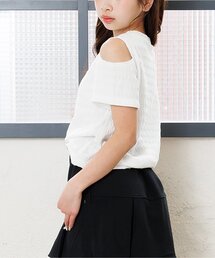 algy（アルジー）の「【puchily プチプラライン】シャーリング肩あき半袖Tシャツ（Tシャツ/カットソー）」