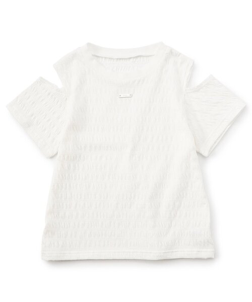 algy(アルジー)の「【puchily プチプラライン】シャーリング肩あき半袖Tシャツ(Tシャツ/カットソー・キッズ・オフホワイト/ブラック/サックスブルー・160/150/140/130/120)」の15枚目の写真
