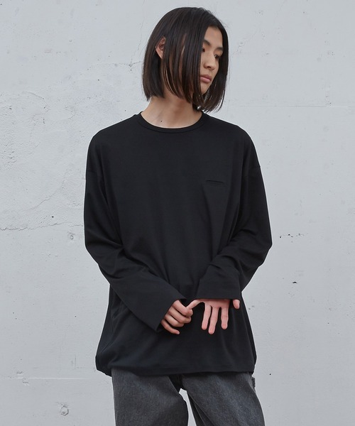 Dulcamara(ドゥルカマラ)の「ハイゲージスムースバルーンロンT(Tシャツ/カットソー・メンズ・ダークグリーン/ブラック/グレー・1/0)」の1枚目の写真