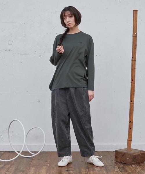 Dulcamara(ドゥルカマラ)の「ハイゲージスムースバルーンロンT(Tシャツ/カットソー・メンズ・ダークグリーン/ブラック/グレー・1/0)」の10枚目の写真