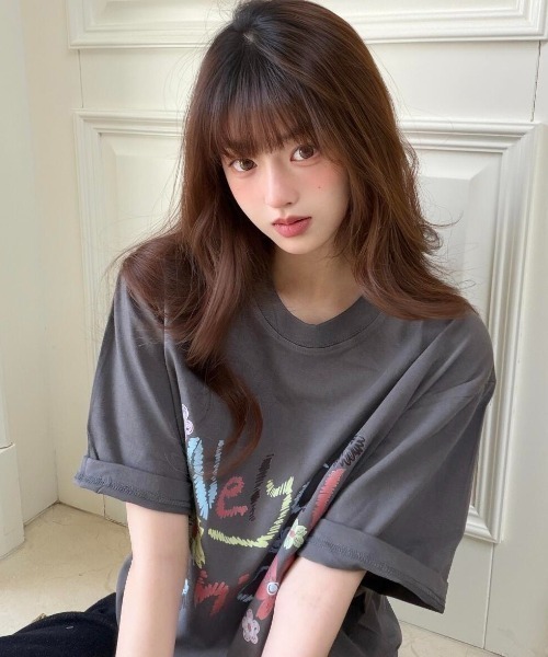 GEMEDA(ジェメダ)の「【2026SS新作】ガーリーイラストプリントTシャツ / オーバーサイズ / ゆるかわトップス / 韓国ファッション / Y2K(Tシャツ/カットソー・レディース・ネイビー/ホワイト/グレー・M)」の20枚目の写真