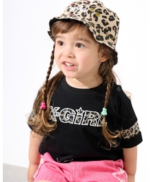 総柄メッシュプリント ショート丈半袖Tシャツ