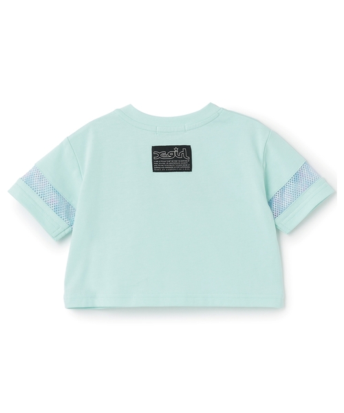 X-girl Stages(エックスガールステージス)の「総柄メッシュプリント ショート丈半袖Tシャツ(Tシャツ/カットソー・キッズ・ブラック/ライトブルー/ピンク・130cm/110cm/120cm/90cm/100cm/140cm)」の4枚目の写真