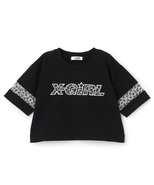 X-girl Stages(エックスガールステージス)の「総柄メッシュプリント ショート丈半袖Tシャツ(Tシャツ/カットソー・キッズ・ブラック/ライトブルー/ピンク・130cm/110cm/120cm/90cm/100cm/140cm)」の15枚目の写真