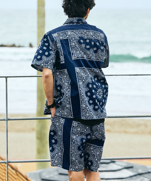 HAV-A-HANK(ハバハンク )の「HAV-A-HANK/ハバハンク HAV-A-HANK×FREAK'S STORE/ハバハンク 別注 バンダナ柄 S/Sオープンカラーシャツ(シャツ/ブラウス・メンズ・ネイビー/チャコールグレー・MEDIUM/LARGE)」の9枚目の写真