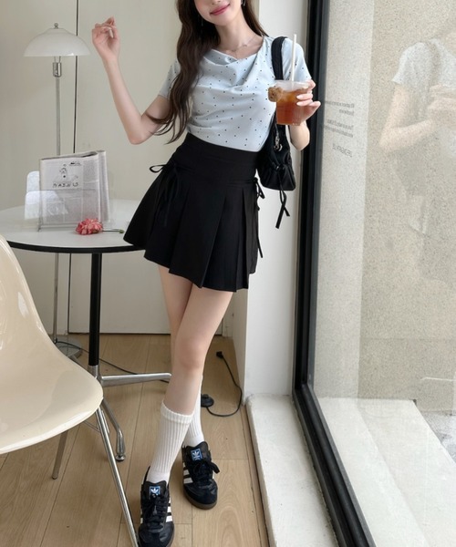 Ada.(エイダ)の「ドット柄 ドレープネック タイト シルエット カットソー(Tシャツ/カットソー・レディース・ピンク/アイボリー/ブラック/グレー/ブルー・FREE)」の22枚目の写真