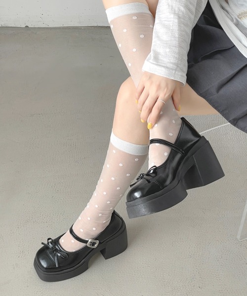 Shoes in Closet(シューズインクローゼット)の「+9.5㎝ 軽量 厚底 リボン メリージェーン パンプス ローファー 491(ローファー・レディース・ブラック/アイボリー/シルバー/ダークブラウン・S/M/L/LL)」の11枚目の写真