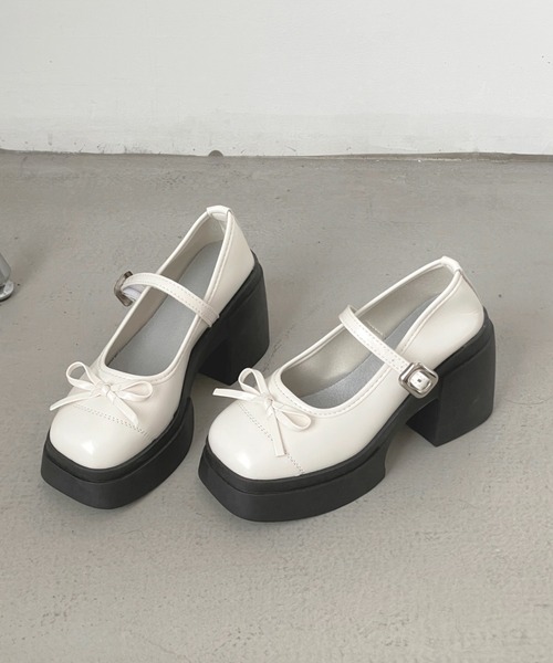 Shoes in Closet(シューズインクローゼット)の「+9.5㎝ 軽量 厚底 リボン メリージェーン パンプス ローファー 491(ローファー・レディース・ブラック/アイボリー/シルバー/ダークブラウン・S/M/L/LL)」の10枚目の写真