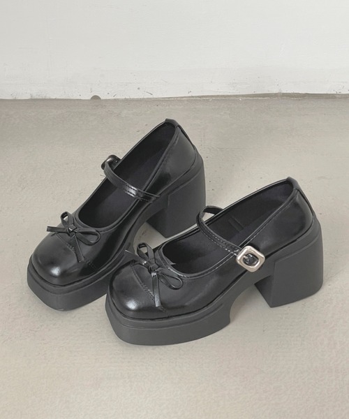 Shoes in Closet(シューズインクローゼット)の「+9.5㎝ 軽量 厚底 リボン メリージェーン パンプス ローファー 491(ローファー・レディース・ブラック/アイボリー/シルバー/ダークブラウン・S/M/L/LL)」の14枚目の写真