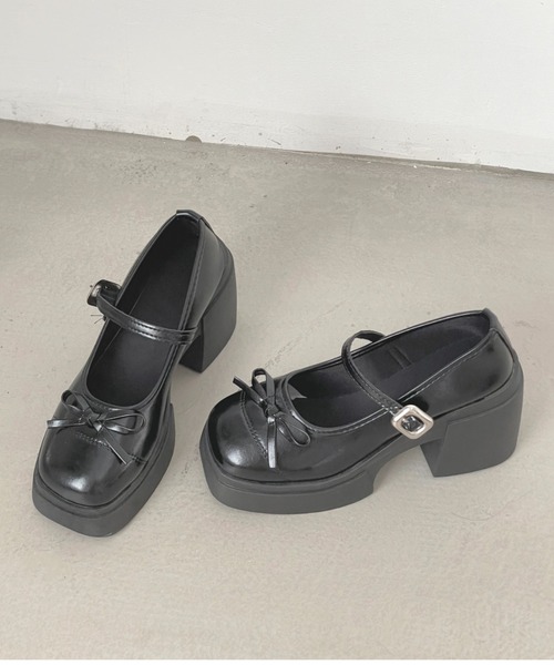 Shoes in Closet(シューズインクローゼット)の「+9.5㎝ 軽量 厚底 リボン メリージェーン パンプス ローファー 491(ローファー・レディース・ブラック/アイボリー/シルバー/ダークブラウン・S/M/L/LL)」の15枚目の写真