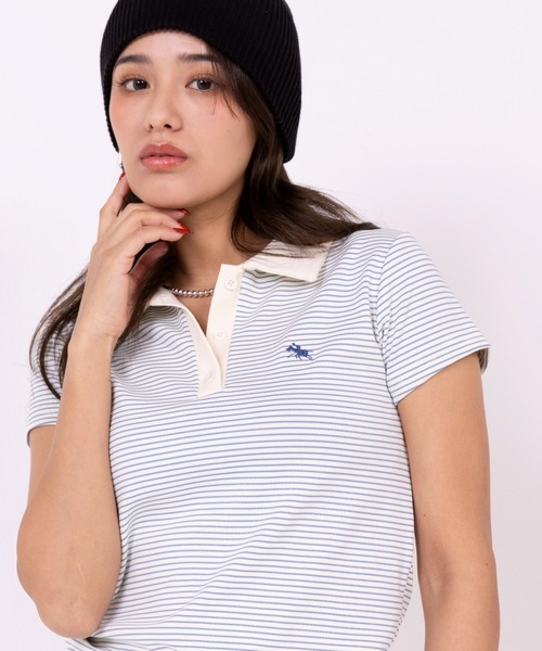POLOCHAMPS(ポロチャンプス)の「【POLOCHAMPS】ポロチャンプス/襟付きTシャツ(Tシャツ/カットソー・レディース・ブラック/サックスブルー/ネイビー/グリーン/ピンク・FREE)」の4枚目の写真