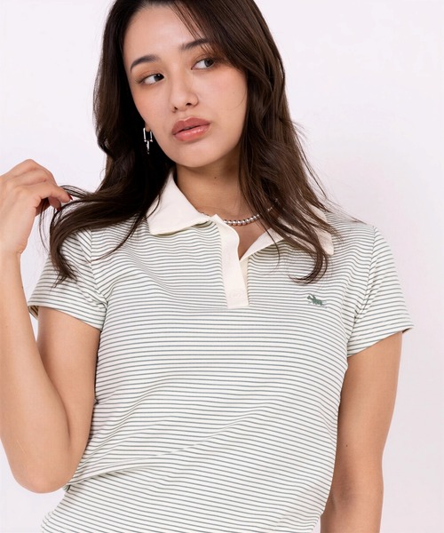 POLOCHAMPS(ポロチャンプス)の「【POLOCHAMPS】ポロチャンプス/襟付きTシャツ(Tシャツ/カットソー・レディース・ブラック/サックスブルー/ネイビー/グリーン/ピンク・FREE)」の2枚目の写真