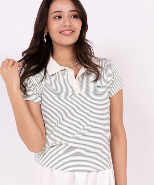 POLOCHAMPS(ポロチャンプス)の「【POLOCHAMPS】ポロチャンプス/襟付きTシャツ(Tシャツ/カットソー・レディース・ブラック/サックスブルー/ネイビー/グリーン/ピンク・FREE)」の7枚目の写真