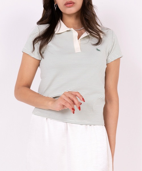 POLOCHAMPS(ポロチャンプス)の「【POLOCHAMPS】ポロチャンプス/襟付きTシャツ(Tシャツ/カットソー・レディース・ブラック/サックスブルー/ネイビー/グリーン/ピンク・FREE)」の9枚目の写真