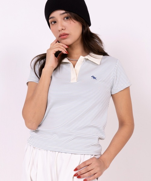 POLOCHAMPS(ポロチャンプス)の「【POLOCHAMPS】ポロチャンプス/襟付きTシャツ(Tシャツ/カットソー・レディース・ブラック/サックスブルー/ネイビー/グリーン/ピンク・FREE)」の16枚目の写真