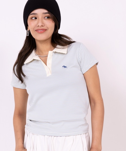 POLOCHAMPS(ポロチャンプス)の「【POLOCHAMPS】ポロチャンプス/襟付きTシャツ(Tシャツ/カットソー・レディース・ブラック/サックスブルー/ネイビー/グリーン/ピンク・FREE)」の17枚目の写真