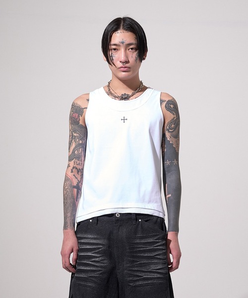 CREO STORE(クレオストア)の「Neutral Daily Tank/ニュートラルデイリータンク/レイヤードタンクトップ/洗える(Tシャツ/カットソー・メンズ・ブラック/ホワイト・1/2)」の7枚目の写真