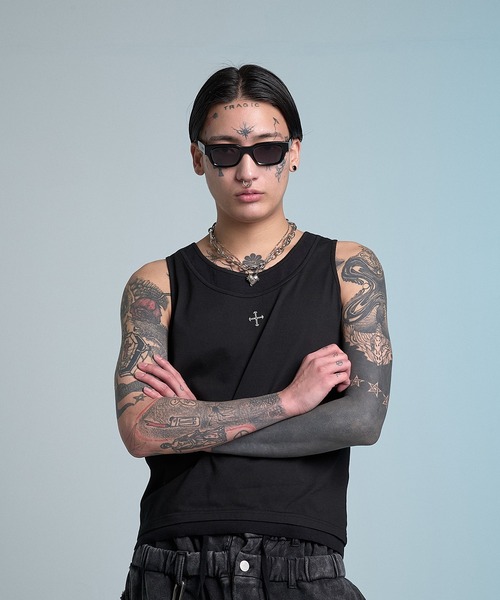 CREO STORE(クレオストア)の「Neutral Daily Tank/ニュートラルデイリータンク/レイヤードタンクトップ/洗える(Tシャツ/カットソー・メンズ・ブラック/ホワイト・1/2)」の18枚目の写真