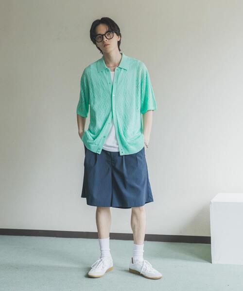 SENSE OF PLACE by URBAN RESEARCH(センスオブプレイスバイアーバンリサーチ)の「『洗濯可』ドライタッチメッシュシャツカーディガン(カーディガン/ボレロ・メンズ・ブルー/ブラック/ミント・LARGE/MEDIUM)」の21枚目の写真