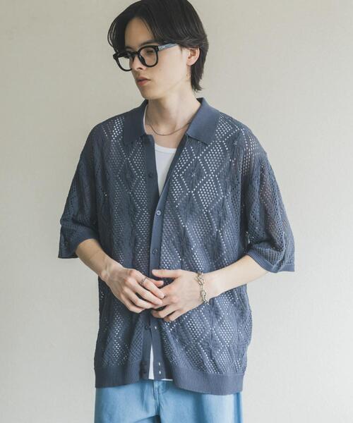 SENSE OF PLACE by URBAN RESEARCH(センスオブプレイスバイアーバンリサーチ)の「『洗濯可』ドライタッチメッシュシャツカーディガン(カーディガン/ボレロ・メンズ・ブルー/ブラック/ミント・LARGE/MEDIUM)」の20枚目の写真