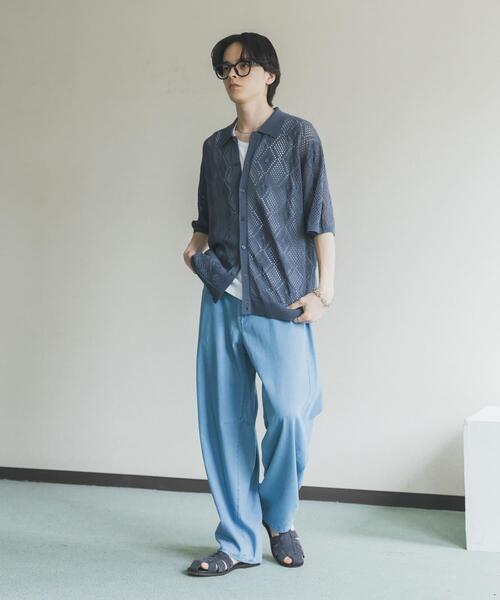 SENSE OF PLACE by URBAN RESEARCH(センスオブプレイスバイアーバンリサーチ)の「『洗濯可』ドライタッチメッシュシャツカーディガン(カーディガン/ボレロ・メンズ・ブルー/ブラック/ミント・LARGE/MEDIUM)」の21枚目の写真