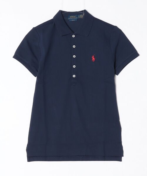 POLO RALPH LAUREN(ポロ ラルフ ローレン)の「スリム フィット ストレッチ ポロシャツ(ポロシャツ・レディース・ネイビー系1・S/M/L/XS/XL)」の2枚目の写真