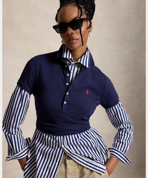 POLO RALPH LAUREN(ポロ ラルフ ローレン)の「スリム フィット ストレッチ ポロシャツ(ポロシャツ・レディース・ネイビー系1・S/M/L/XS/XL)」の8枚目の写真