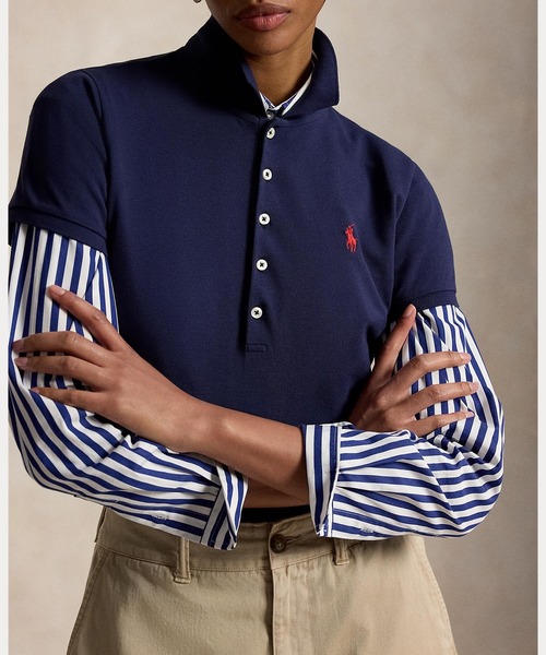 POLO RALPH LAUREN(ポロ ラルフ ローレン)の「スリム フィット ストレッチ ポロシャツ(ポロシャツ・レディース・ネイビー系1・S/M/L/XS/XL)」の9枚目の写真