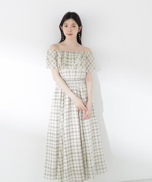 PROPORTION BODY DRESSING(プロポーションボディドレッシング)の「シアーチェック2WAYオフショルワンピース / 1216140505(ワンピース・レディース・ブラウン/ホワイト系その他・MEDIUM/P/S/SMALL)」の3枚目の写真
