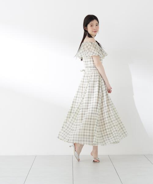 PROPORTION BODY DRESSING(プロポーションボディドレッシング)の「シアーチェック2WAYオフショルワンピース / 1216140505(ワンピース・レディース・ブラウン/ホワイト系その他・MEDIUM/P/S/SMALL)」の7枚目の写真