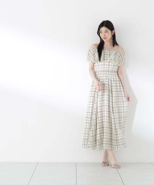 PROPORTION BODY DRESSING(プロポーションボディドレッシング)の「シアーチェック2WAYオフショルワンピース / 1216140505(ワンピース・レディース・ブラウン/ホワイト系その他・MEDIUM/P/S/SMALL)」の8枚目の写真