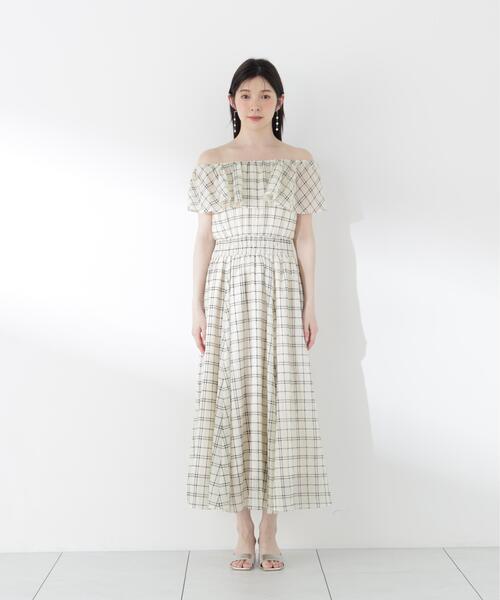 PROPORTION BODY DRESSING(プロポーションボディドレッシング)の「シアーチェック2WAYオフショルワンピース / 1216140505(ワンピース・レディース・ブラウン/ホワイト系その他・MEDIUM/P/S/SMALL)」の9枚目の写真