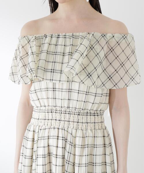 PROPORTION BODY DRESSING(プロポーションボディドレッシング)の「シアーチェック2WAYオフショルワンピース / 1216140505(ワンピース・レディース・ブラウン/ホワイト系その他・MEDIUM/P/S/SMALL)」の12枚目の写真
