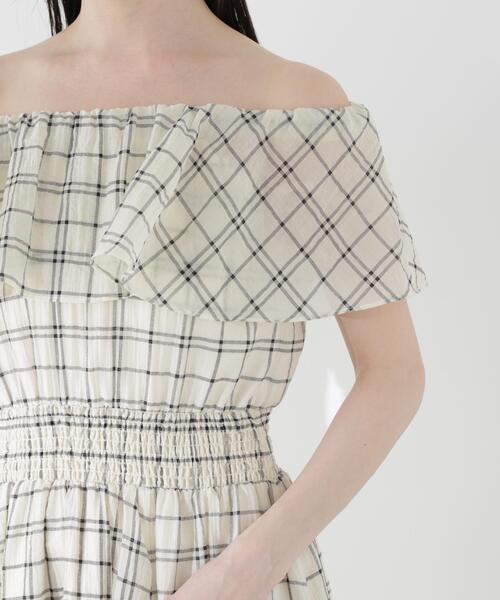 PROPORTION BODY DRESSING(プロポーションボディドレッシング)の「シアーチェック2WAYオフショルワンピース / 1216140505(ワンピース・レディース・ブラウン/ホワイト系その他・MEDIUM/P/S/SMALL)」の13枚目の写真