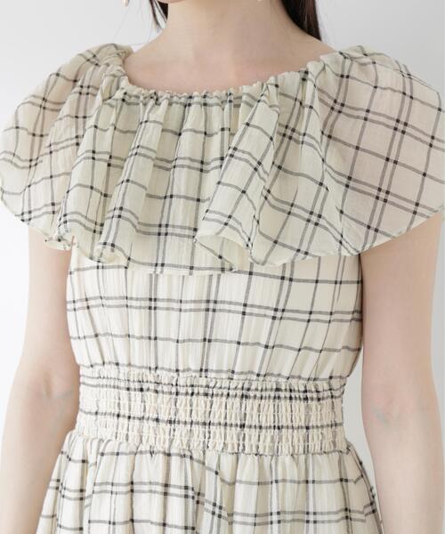 PROPORTION BODY DRESSING(プロポーションボディドレッシング)の「シアーチェック2WAYオフショルワンピース / 1216140505(ワンピース・レディース・ブラウン/ホワイト系その他・MEDIUM/P/S/SMALL)」の16枚目の写真