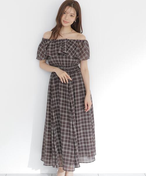 PROPORTION BODY DRESSING(プロポーションボディドレッシング)の「シアーチェック2WAYオフショルワンピース / 1216140505(ワンピース・レディース・ブラウン/ホワイト系その他・MEDIUM/P/S/SMALL)」の19枚目の写真