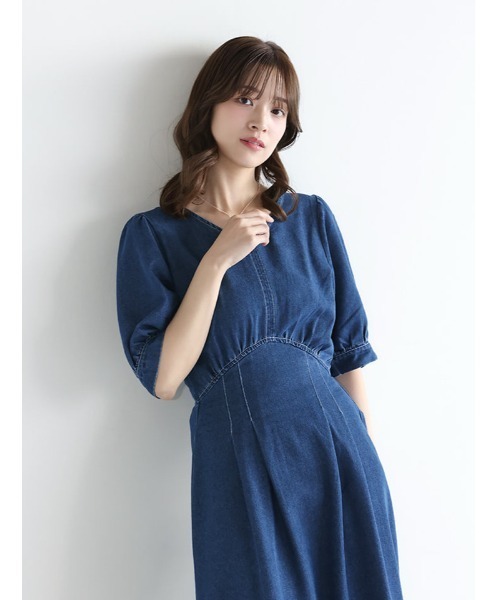 fifth(フィフス)の「ウエスト切替Vネックデニムワンピース(ワンピース・レディース・ブラック/ネイビー・XS/M)」の6枚目の写真