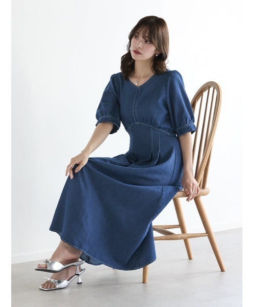 fifth(フィフス)の「ウエスト切替Vネックデニムワンピース(ワンピース・レディース・ブラック/ネイビー・XS/M)」の8枚目の写真