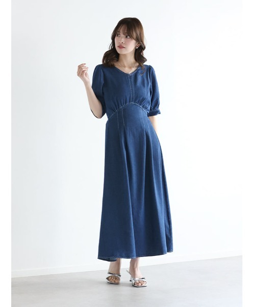 fifth(フィフス)の「ウエスト切替Vネックデニムワンピース(ワンピース・レディース・ブラック/ネイビー・XS/M)」の9枚目の写真