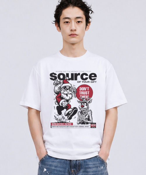 QT8 GARMENTS(キューティーエイトガーメント)の「LB Santa Source Washed Tee (Ivory)(Tシャツ/カットソー・メンズ・その他・SMALL/MEDIUM/LARGE/X-LARGE)」の1枚目の写真