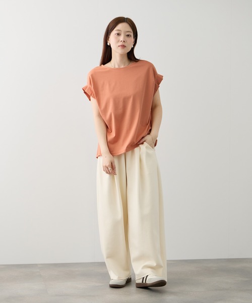 NAVY(ネイビー)の「【SARARI /サラリ】接触冷感 DRY UVカット 袖タッククルーネック UVカットカットソー(Tシャツ/カットソー・レディース・ベージュ/オレンジ/チャコール・M/L)」の8枚目の写真