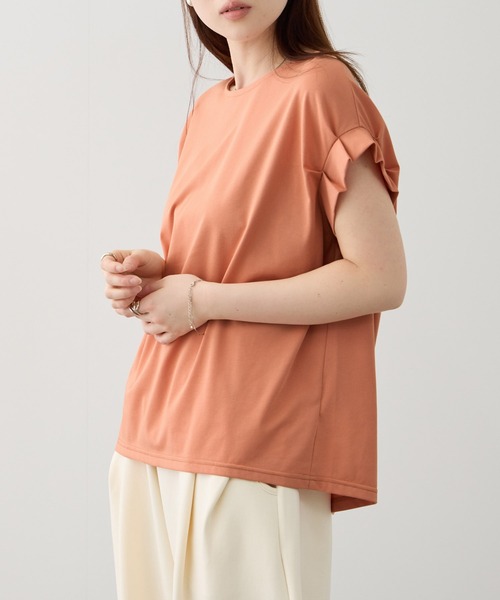 NAVY(ネイビー)の「【SARARI /サラリ】接触冷感 DRY UVカット 袖タッククルーネック UVカットカットソー(Tシャツ/カットソー・レディース・ベージュ/オレンジ/チャコール・M/L)」の9枚目の写真