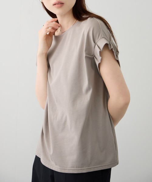 NAVY(ネイビー)の「【SARARI /サラリ】接触冷感 DRY UVカット 袖タッククルーネック UVカットカットソー(Tシャツ/カットソー・レディース・ベージュ/オレンジ/チャコール・M/L)」の10枚目の写真