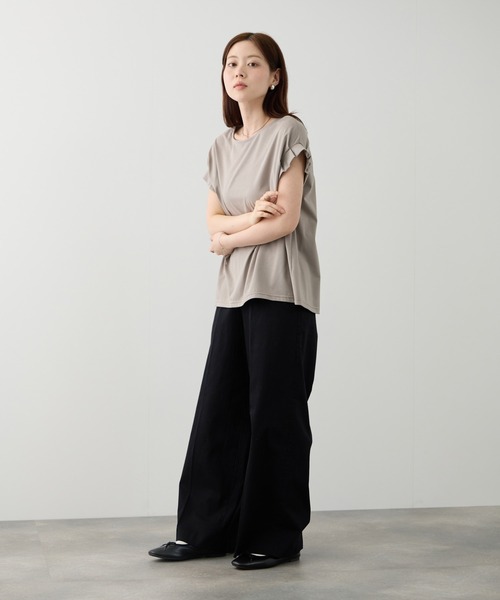 NAVY(ネイビー)の「【SARARI /サラリ】接触冷感 DRY UVカット 袖タッククルーネック UVカットカットソー(Tシャツ/カットソー・レディース・ベージュ/オレンジ/チャコール・M/L)」の11枚目の写真