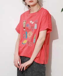 EGLANTINE フードモチーフ ラインストーンTシャツ 半袖