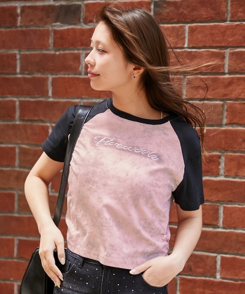 GORGE(ゴージ)の「《ムラ染め風×配色ラグラン》カットソー/カジュアル/春夏/全4色(Tシャツ/カットソー・レディース・ベージュ/アイボリー/ピンク/チャコール・F)」の4枚目の写真