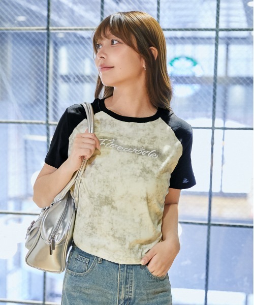 GORGE(ゴージ)の「《ムラ染め風×配色ラグラン》カットソー/カジュアル/春夏/全4色(Tシャツ/カットソー・レディース・ベージュ/アイボリー/ピンク/チャコール・F)」の2枚目の写真